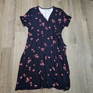 Black and Red Floral Midi Dress